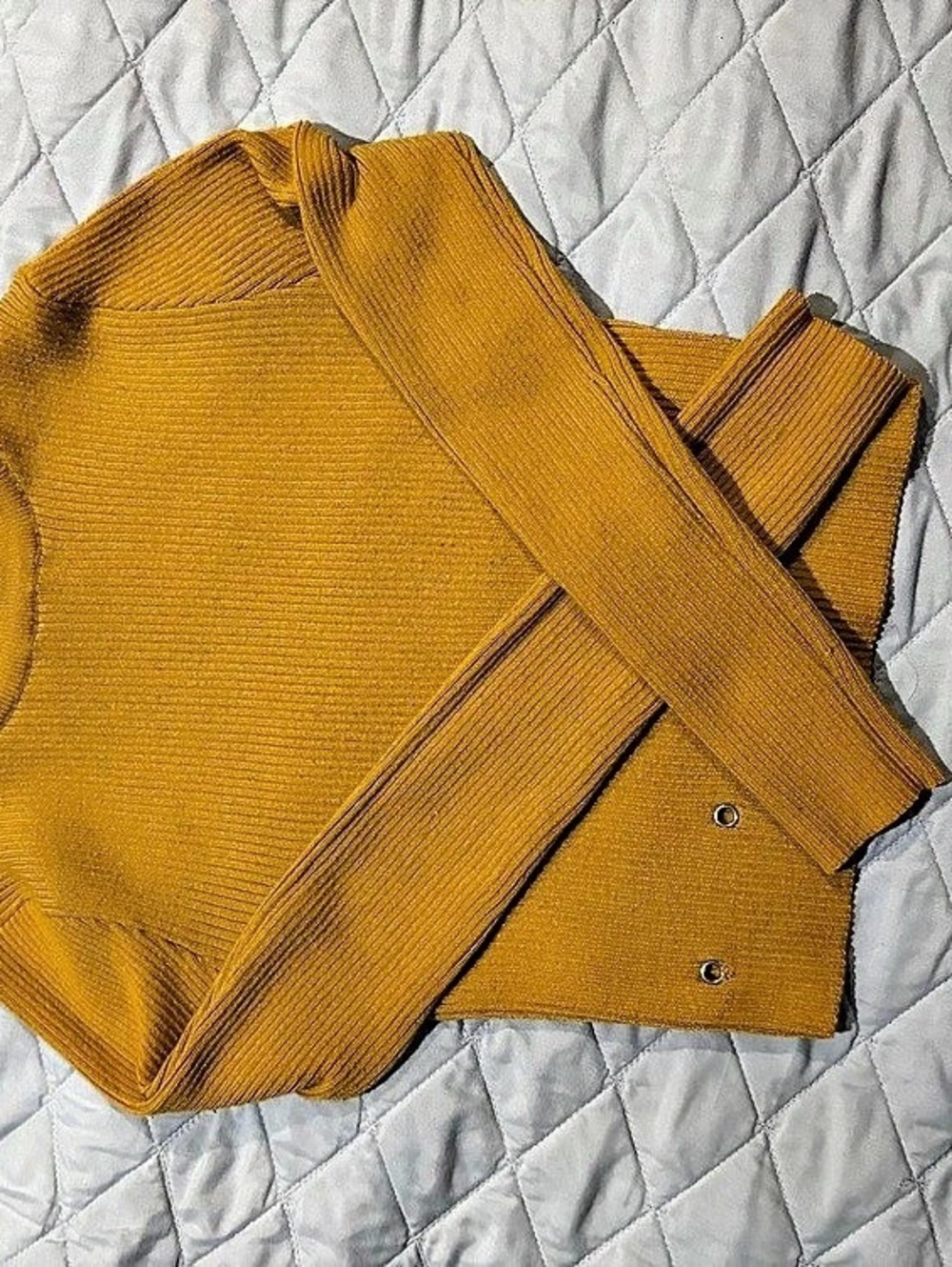 MAZE Mustard Snap Collar Sweater Size Medium Like New